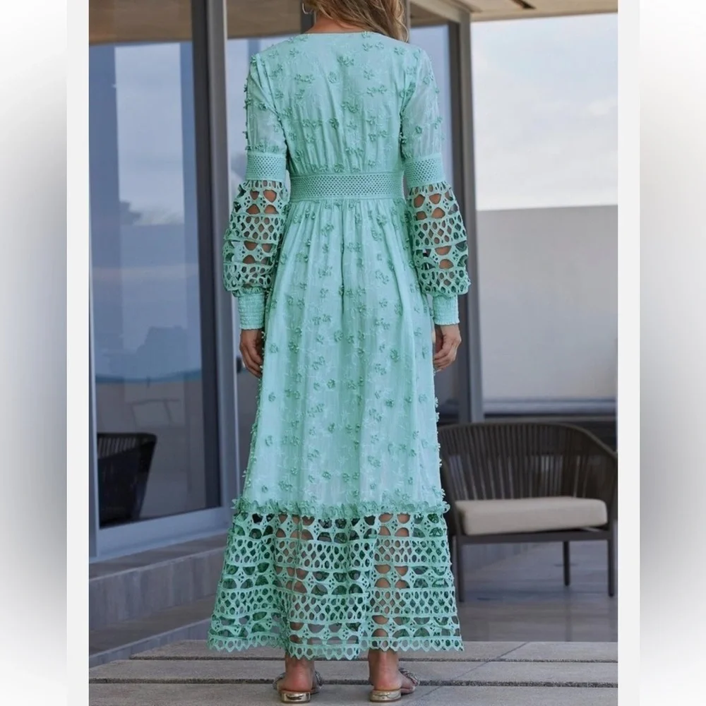 BOSTON PROPER MIXED MEDIA LACE DRESS NET Sz S - Picture 3 of 11